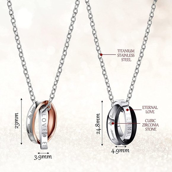 8 Pieces Couples Necklace Bracelet Matching Bracelets Set for Women Men,… - Picture 6 of 8